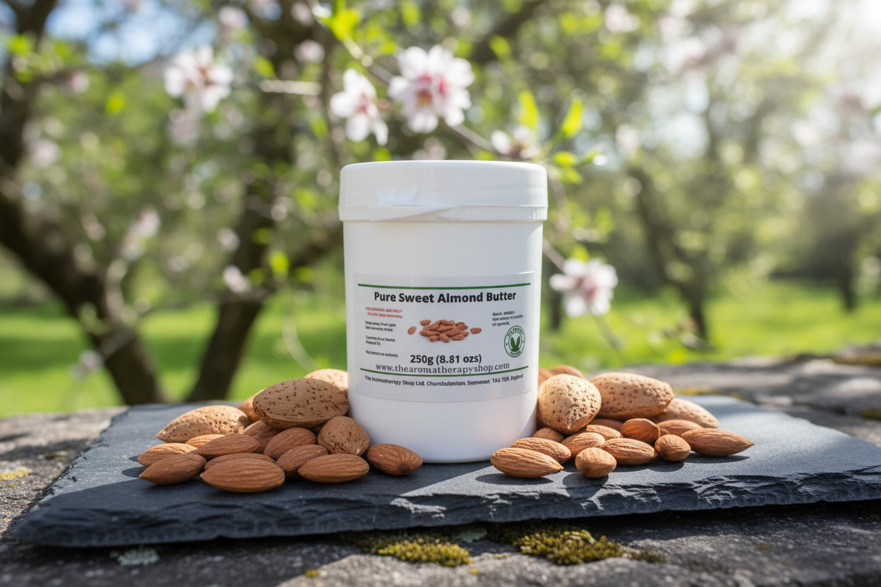 Pure Sweet Almond Butter 250g outdoor product photography