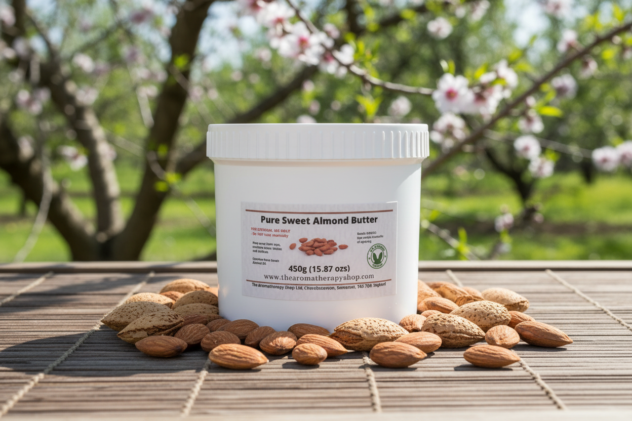 Pure Sweet Almond Butter 450g outdoor product photography