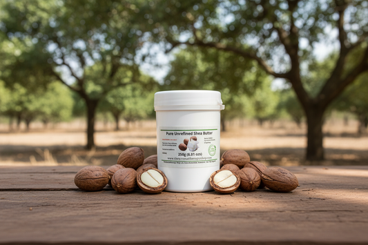 Pure Unrefined Shea Butter 250g outdoor product photography