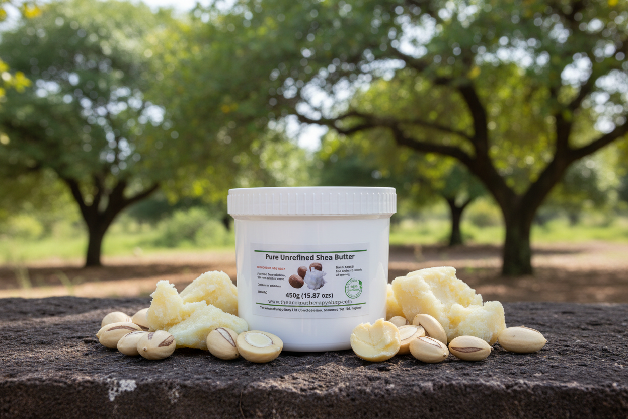 Pure Unrefined Shea Butter 450g outdoor product photography