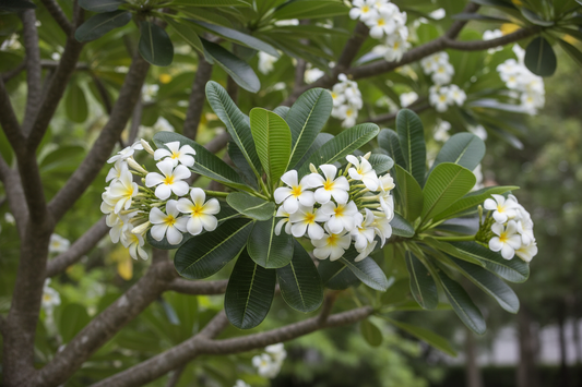 Realistic frangipani botanical photograph