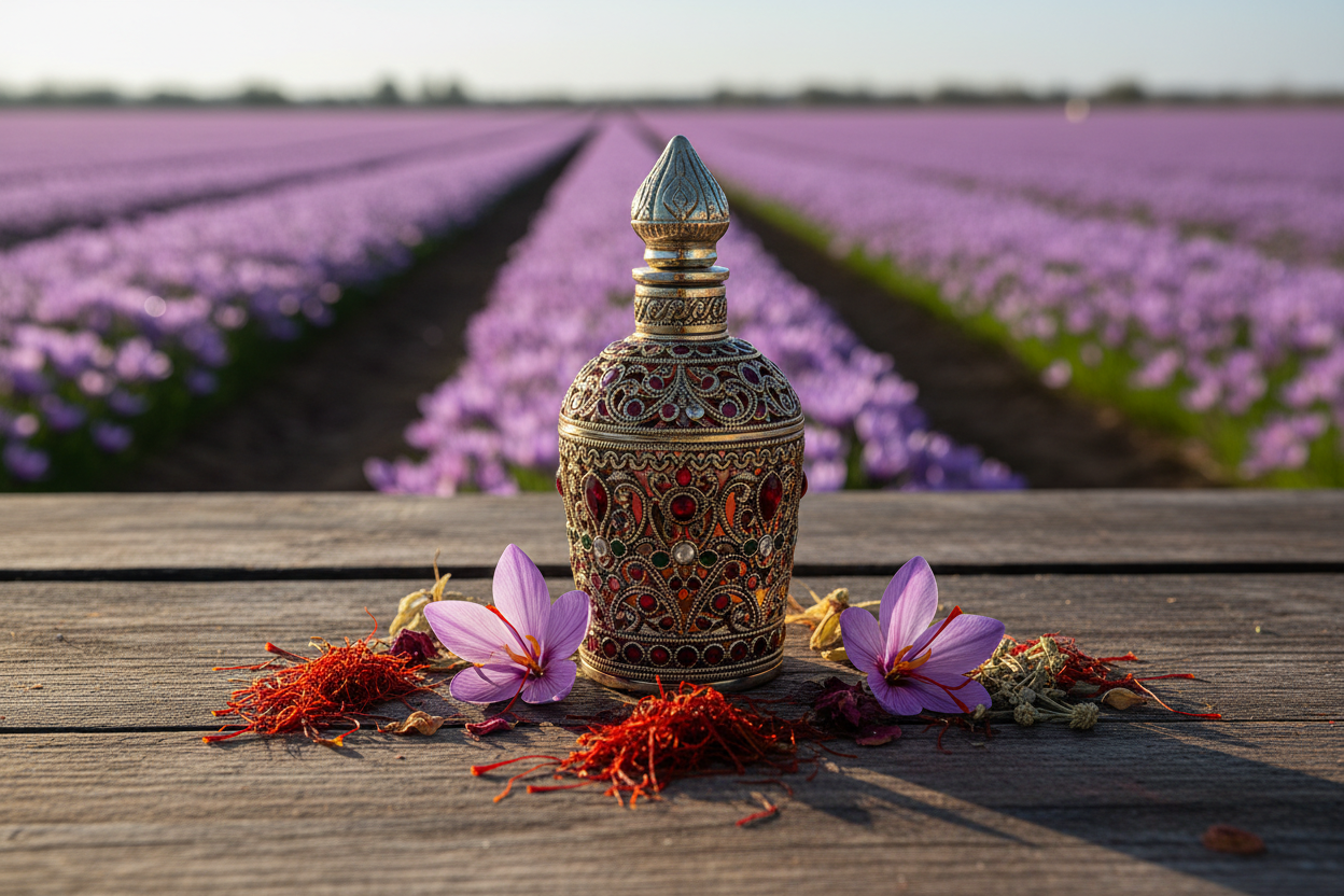 Saffron Kesar Attar Natural Outdoor Showcase