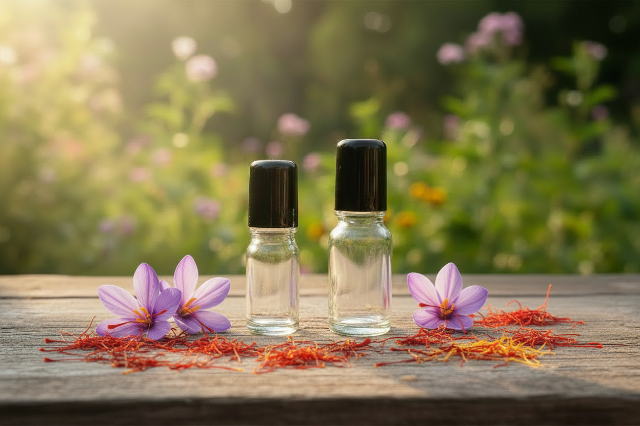 Saffron Kesar Attar roller bottles
