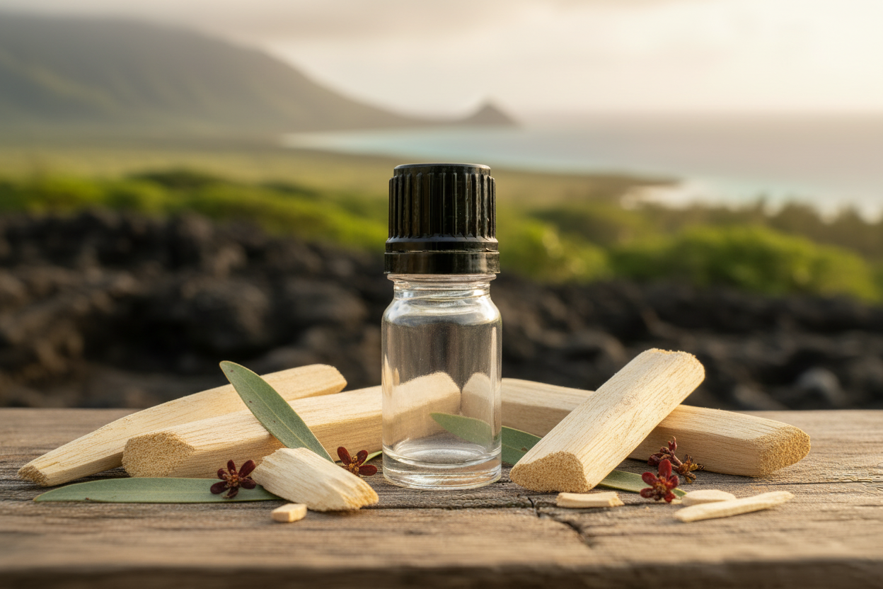 Santalum Paniculatum — Correct Botanicals + Hawaiian Background