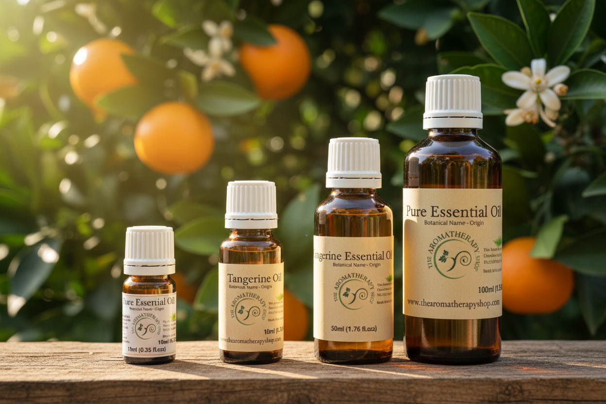 Tangerine Essential Oil with fully sharp background