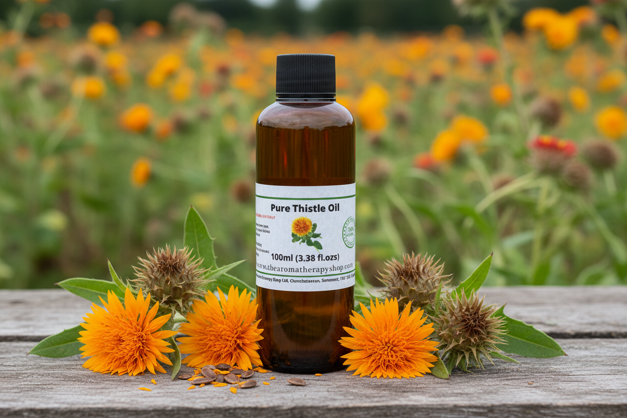 Thistle Oil outdoor product image with Carthamus tinctorius