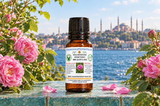 Turkish Rose Otto with Istanbul waterfront backdrop