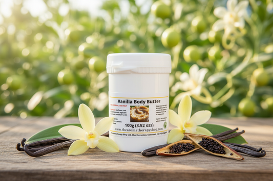 Vanilla Body Butter 100g outdoor product photography - updated label