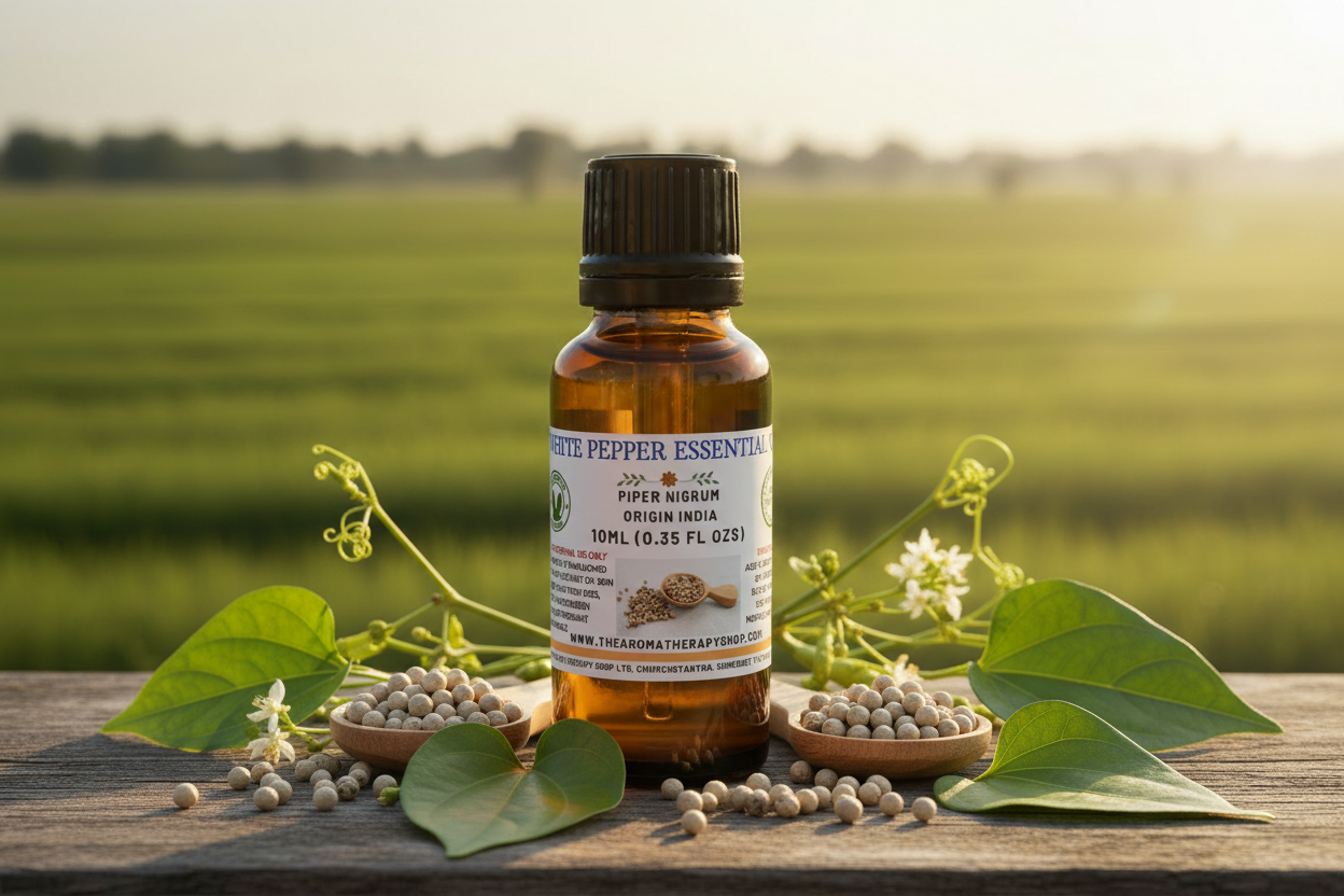 White Pepper 10ml Essential Oil Showcase - Vetiver Reference