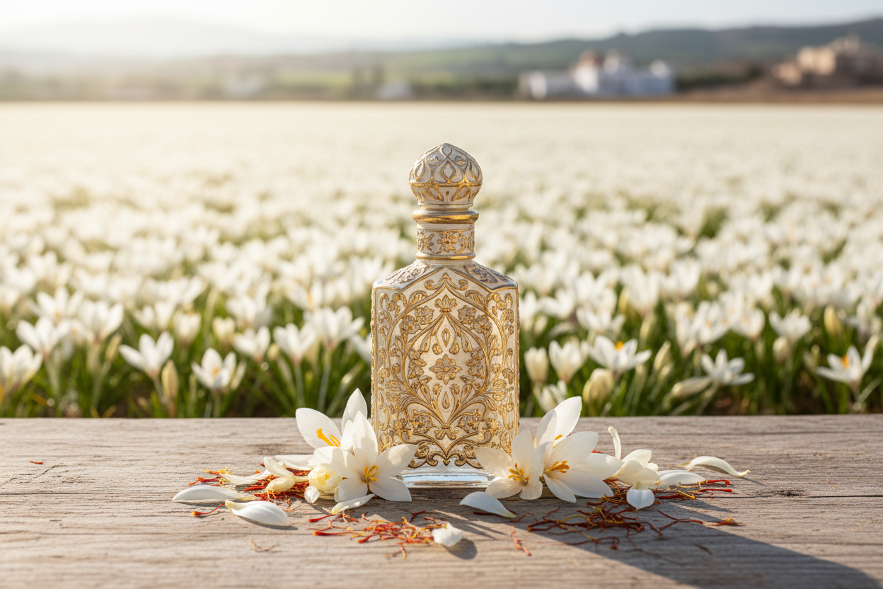 White Saffron Attar Natural Outdoor Showcase
