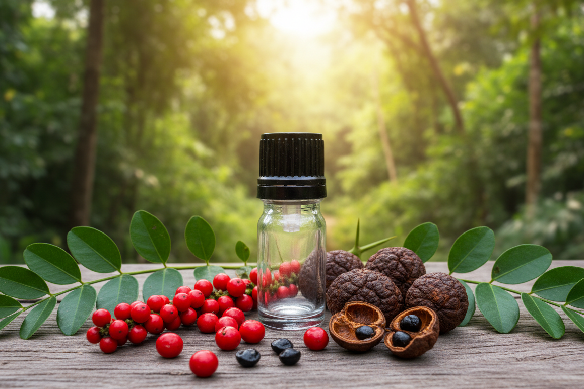 Zanthoxylum Rhetsa Red and Dark Peppercorns Thailand 1ml Bottle Showcase
